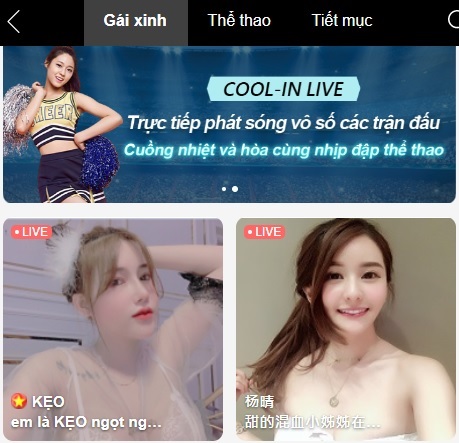 Các hotgirl live stream trực tuyến trong Cool-in live
